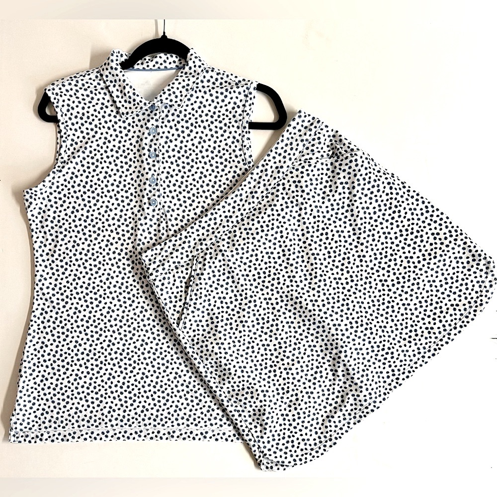 Peter Millar Black and White Polka Dot Skirt Set